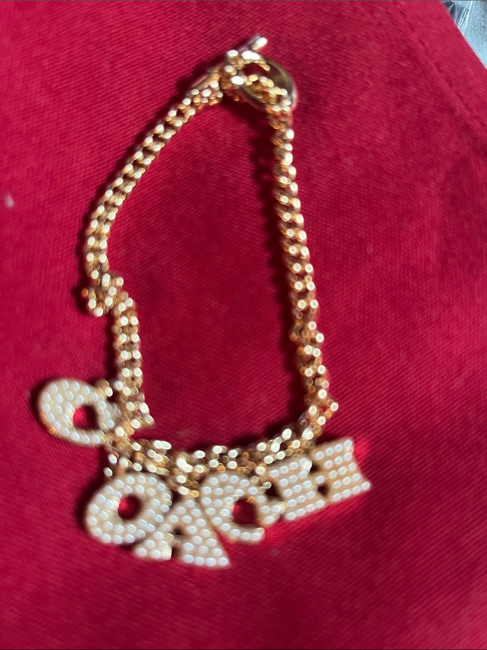 Gold Tone Pavé Letter Charm Bracelet - Women Jewelry